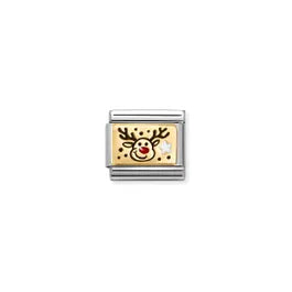 Red Nose Reindeer - 18K gold and enamel
