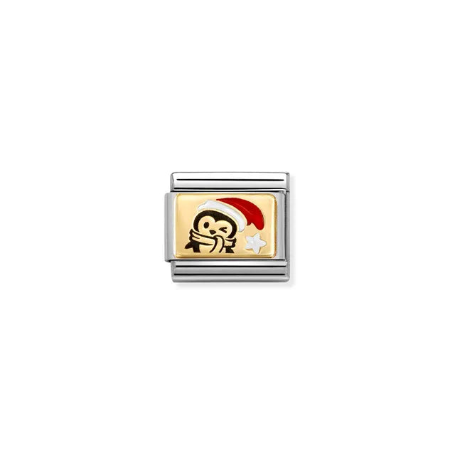 Penguin with Red Hat - 18k Gold & Enamel