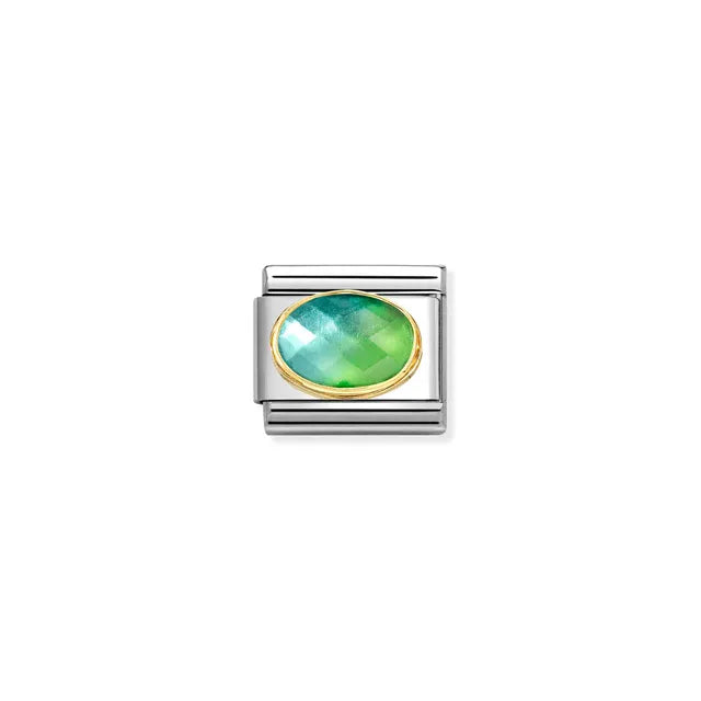 Oval Faceted Green & Blue Stone | 18K Gold & Stones