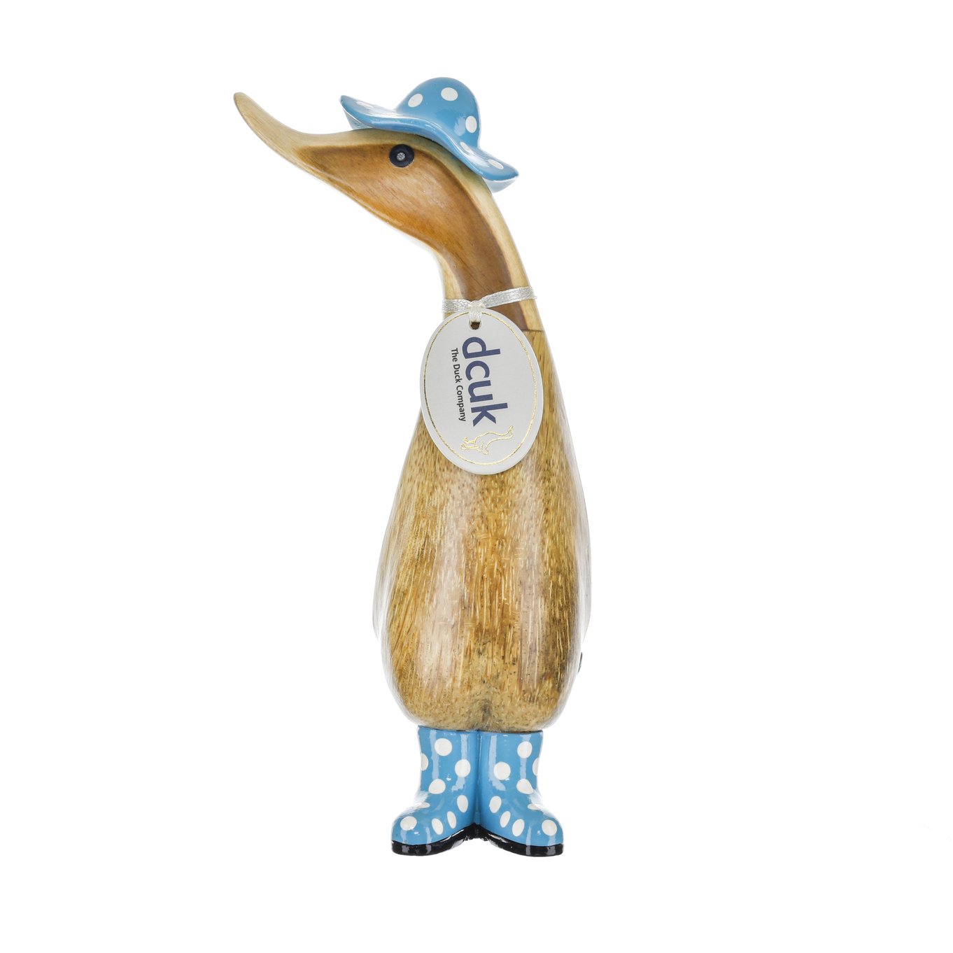 Spotty Hat Wooden Duckling | Blue
