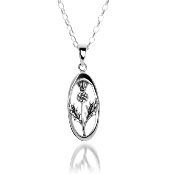 Oval Scottish Thistle Pendant