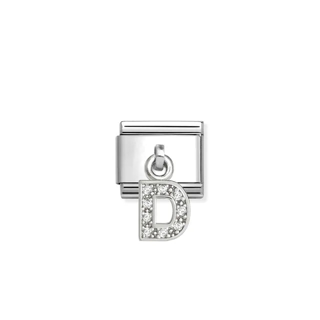 D Letter CZ Pendant Link | Silver