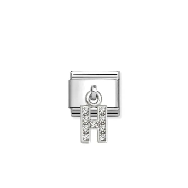 H Letter CZ Pendant Link | Silver