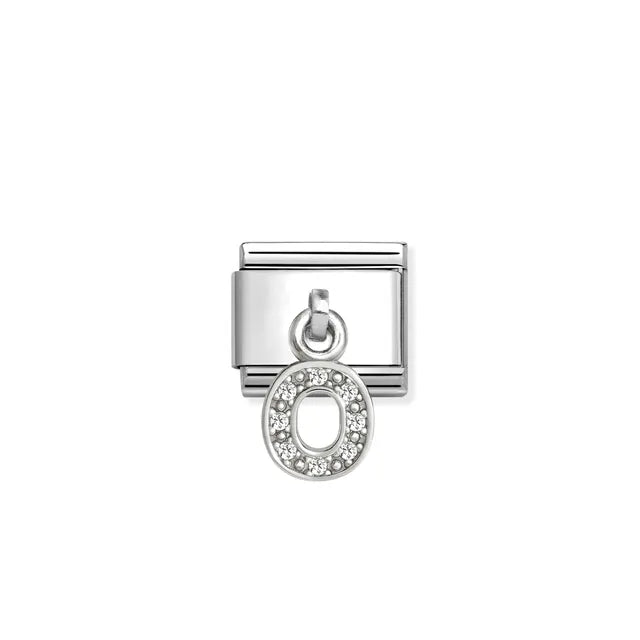 O Letter CZ Pendant Link | Silver