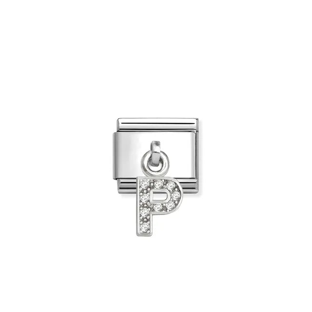 P Letter CZ Pendant Link | Silver