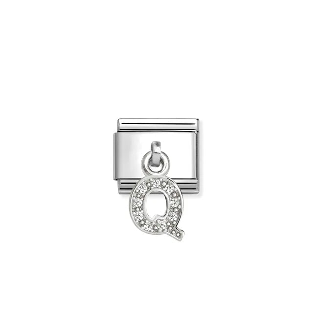Q Letter CZ Pendant Link | Silver
