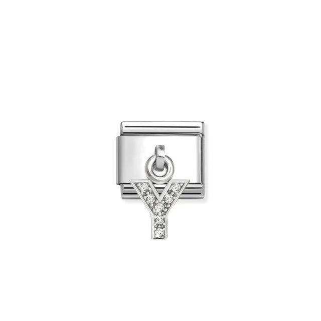 Y Letter CZ Pendant Link | Silver
