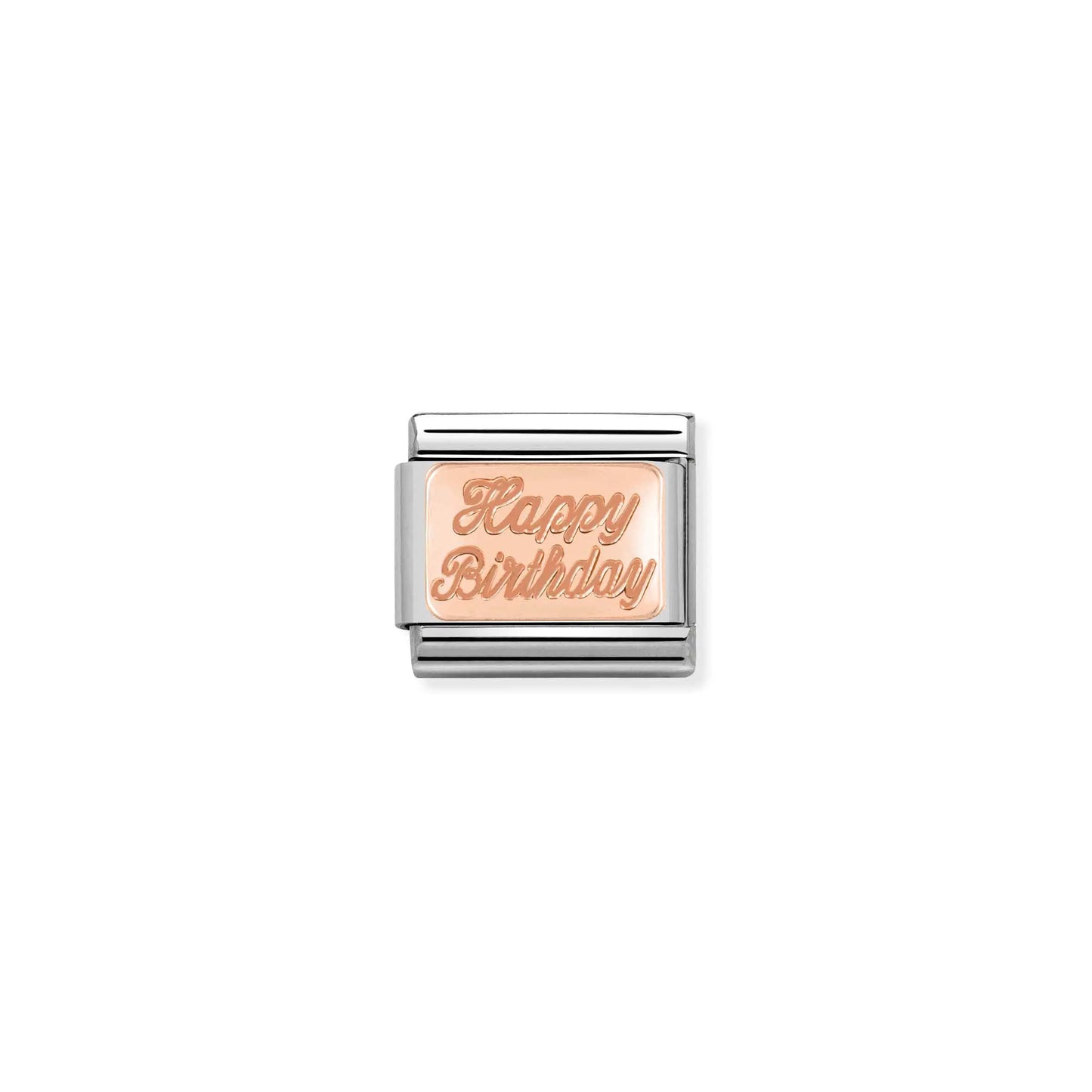 Happy Birthday Engraved Charm - 9K Rose Gold