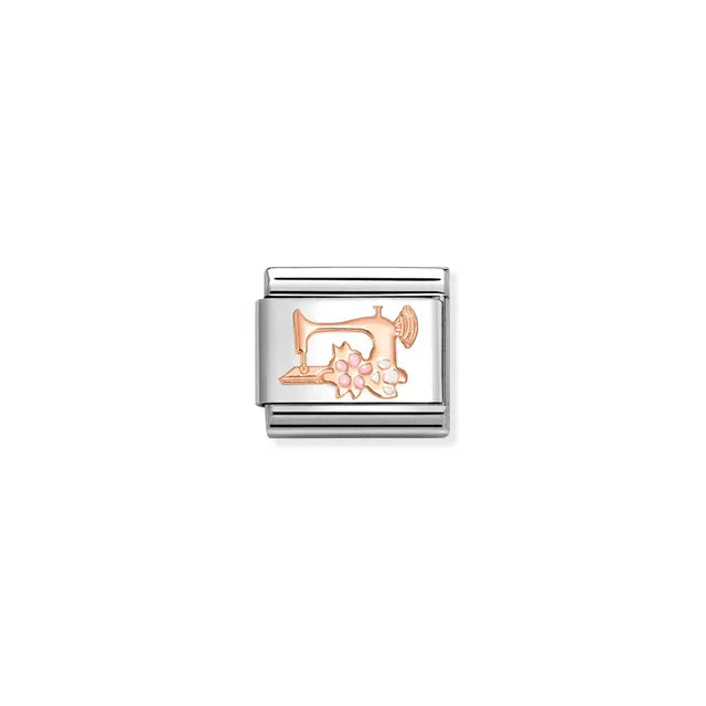 Sewing machine with flowers - 9K Rose Gold