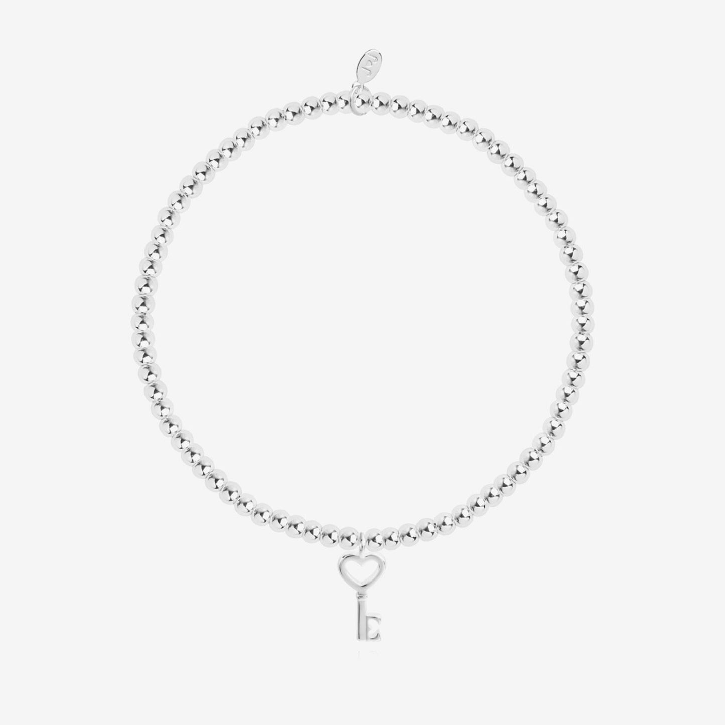 Silver beaded bracelet with key charm