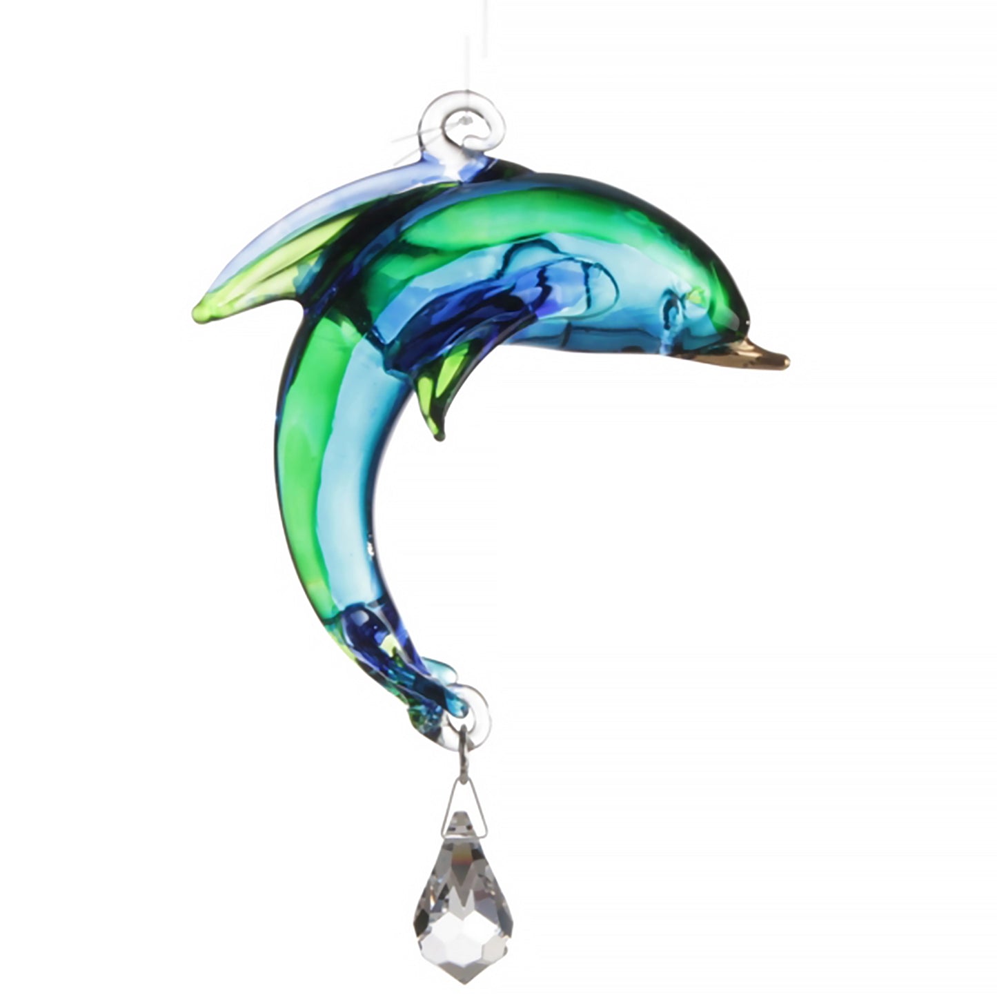 Blue and green hanging crystal seahorse ornament