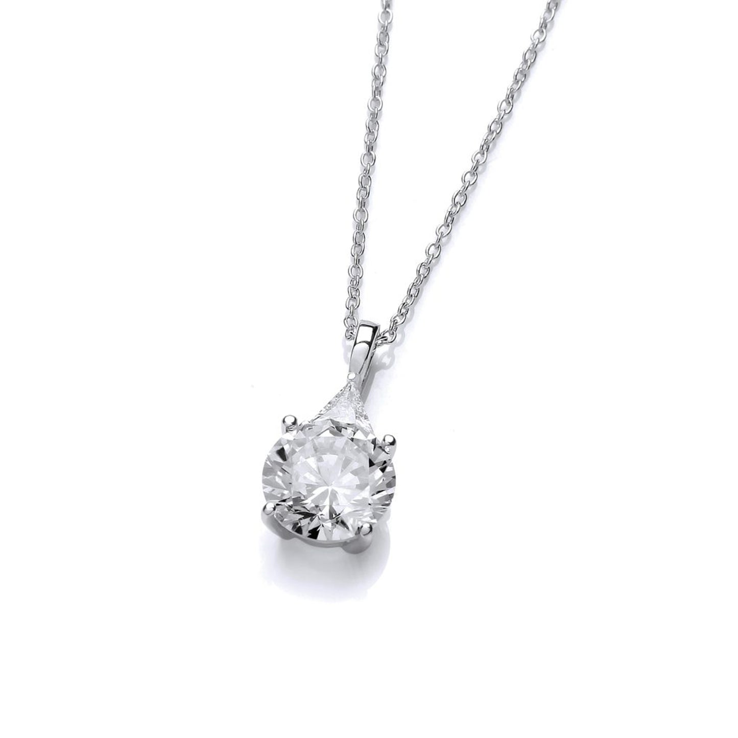 Silver CZ solitaire pendant necklace