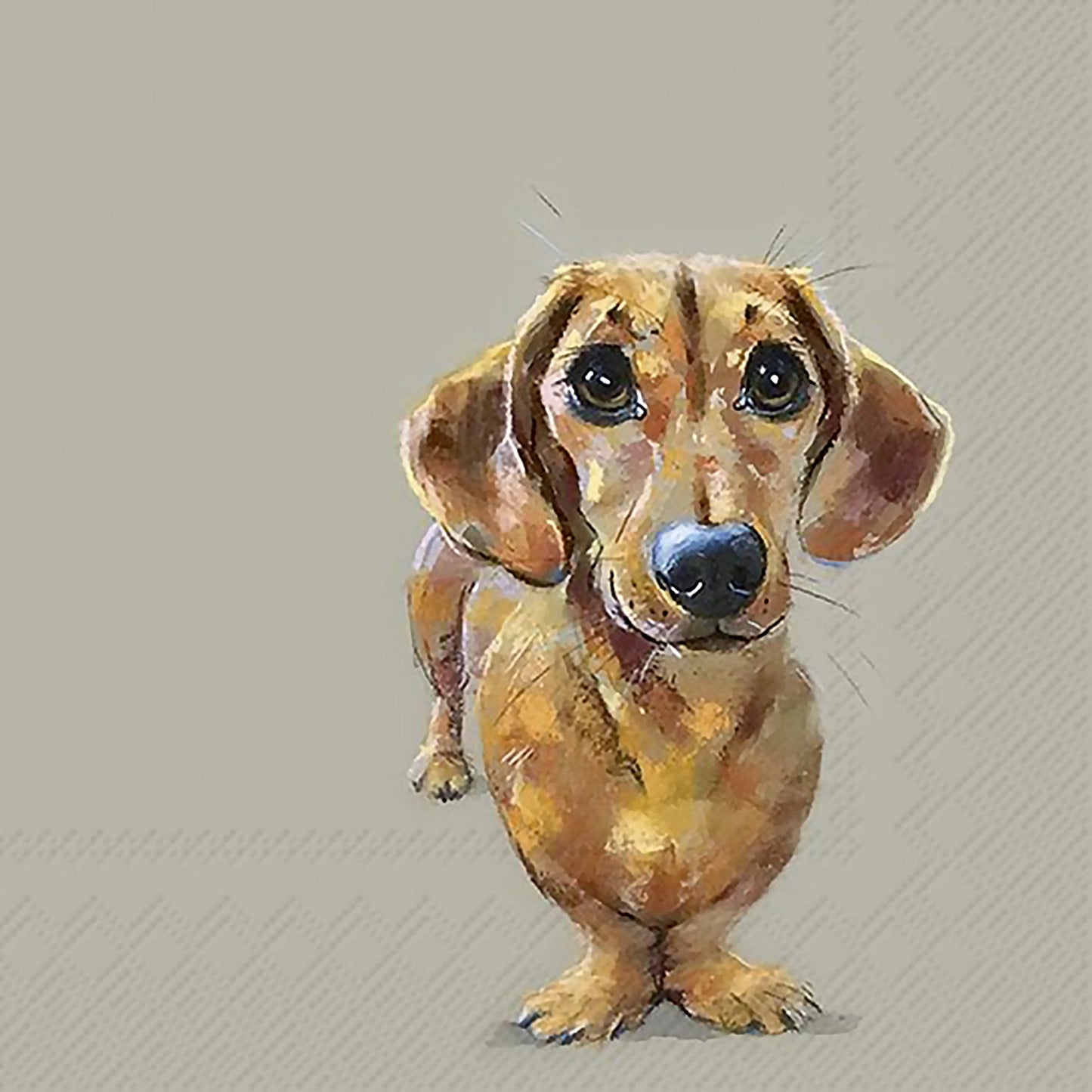 Warm linen paper napkin with dachshund dog design