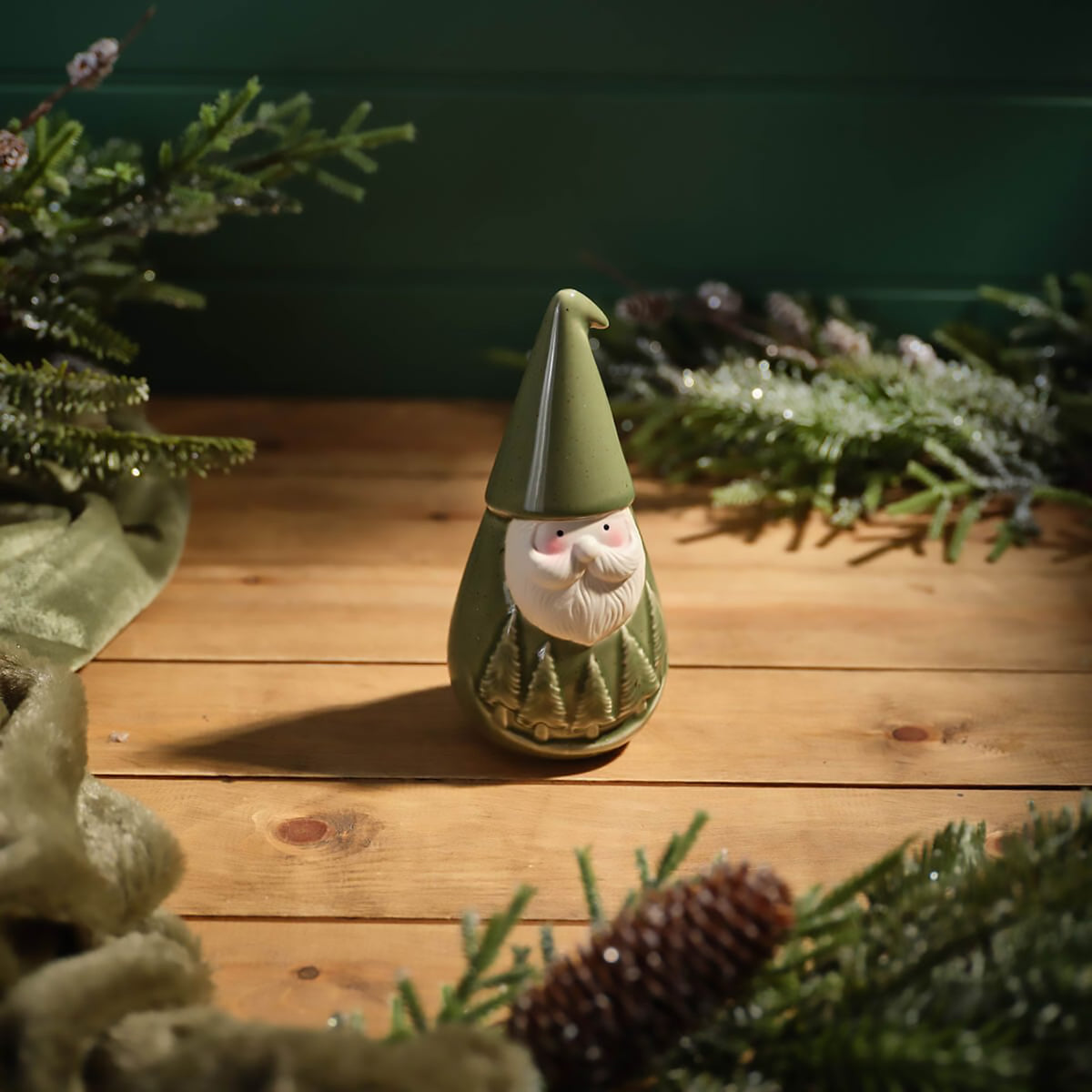 Christmas Ceramic Decoration | Evergreen Santa Med