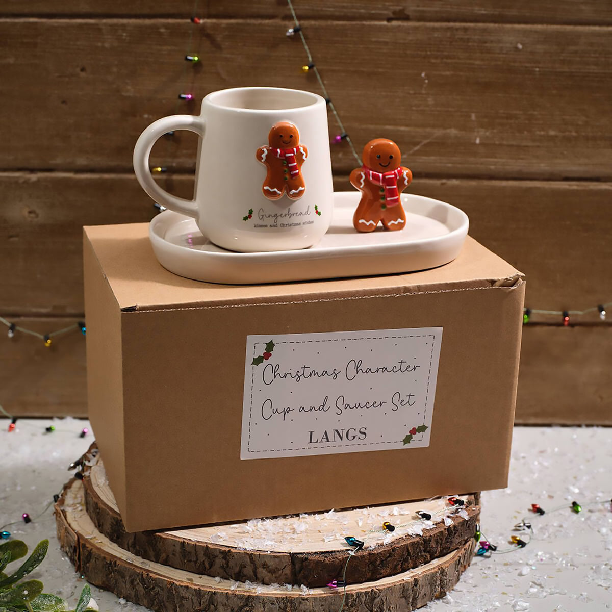 Christmas Gingerbread Kisses | Ceramic Mug & Saucer