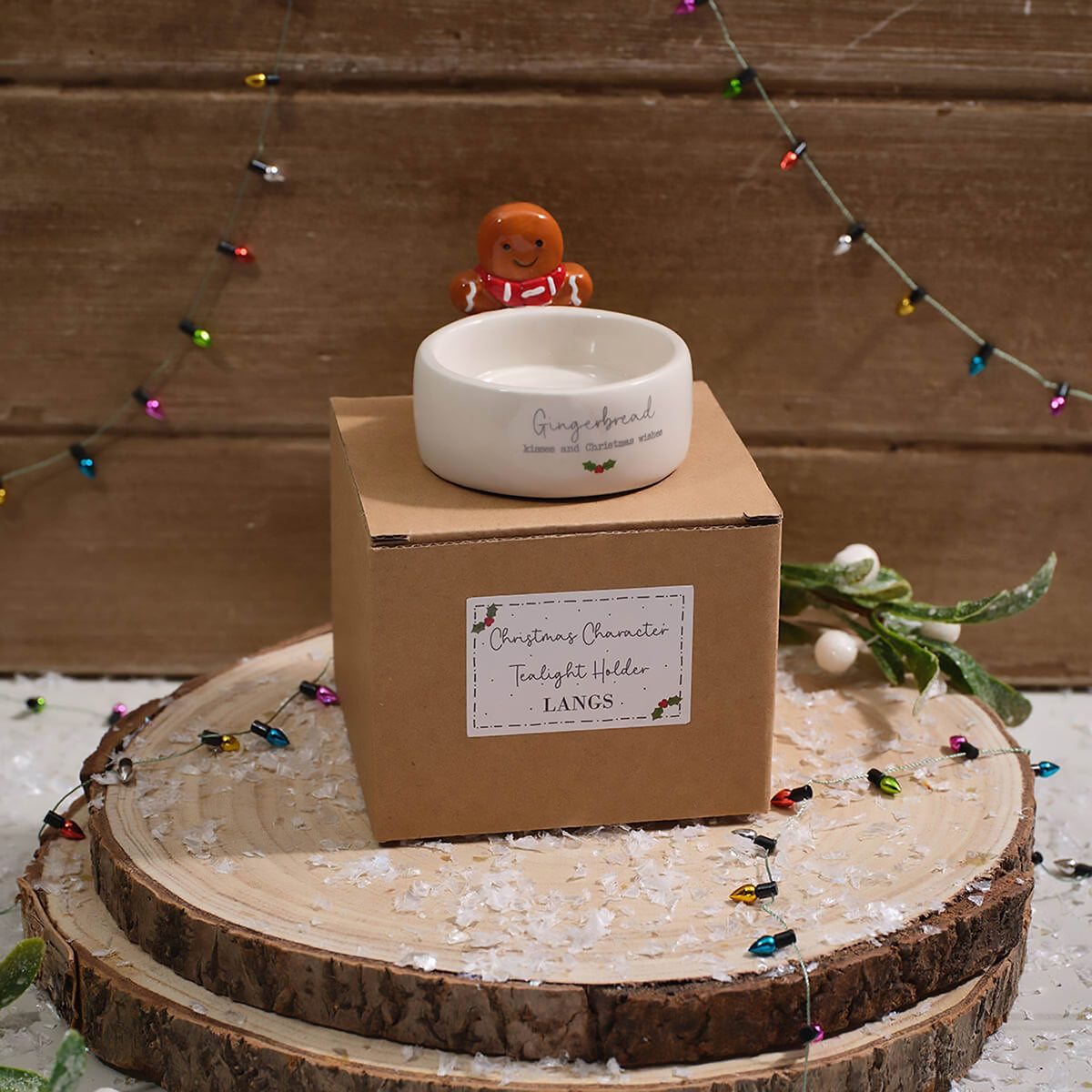 Christmas Gingerbread Kisses | Ceramic Tealight Holder