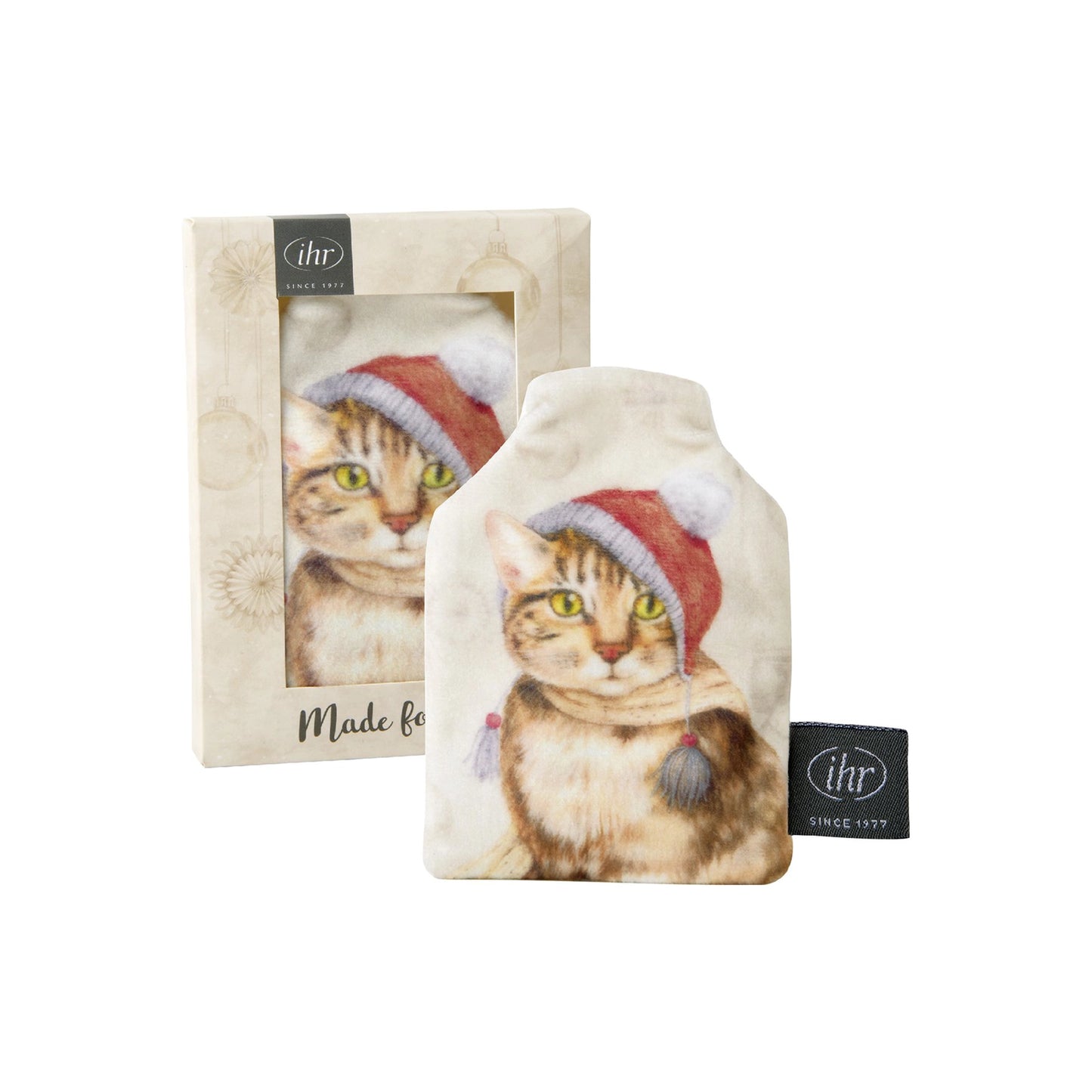 Fabric hand warmer with Christmas cat design