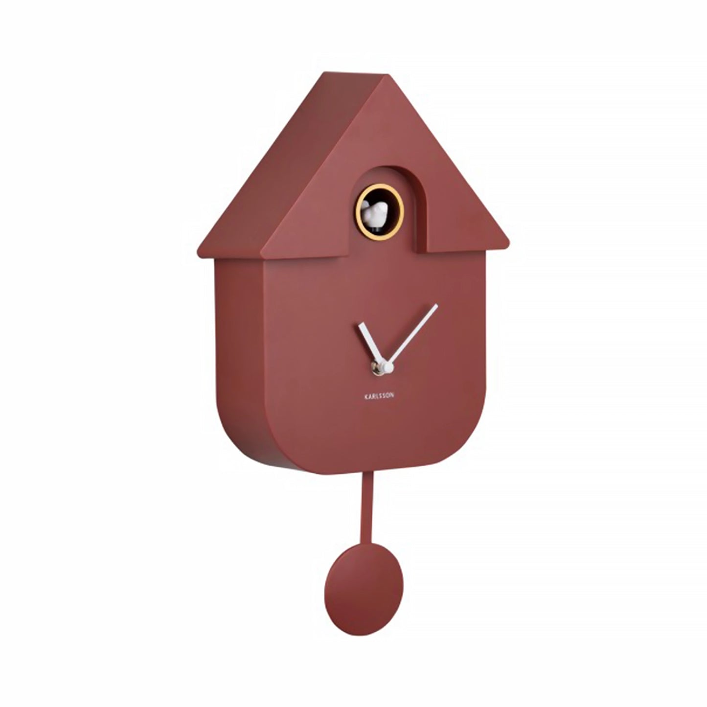 A red ochre modern cuckoo clock side