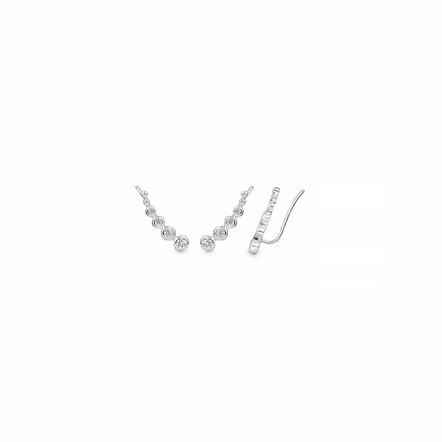 Silver climber earrings featuring a graduated row of CZ stones