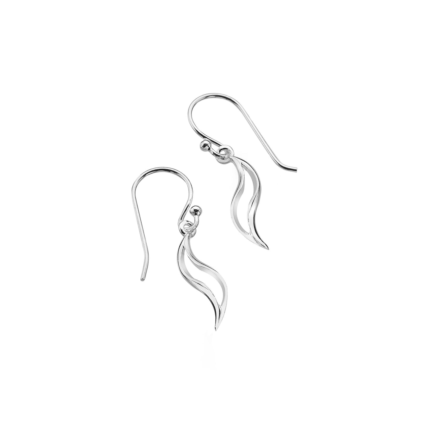 A pair of double wave silver drop earrings