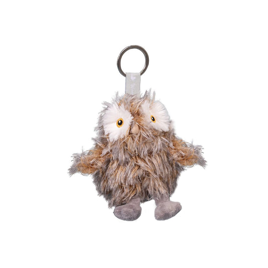 A plush owl keychain with o'ring