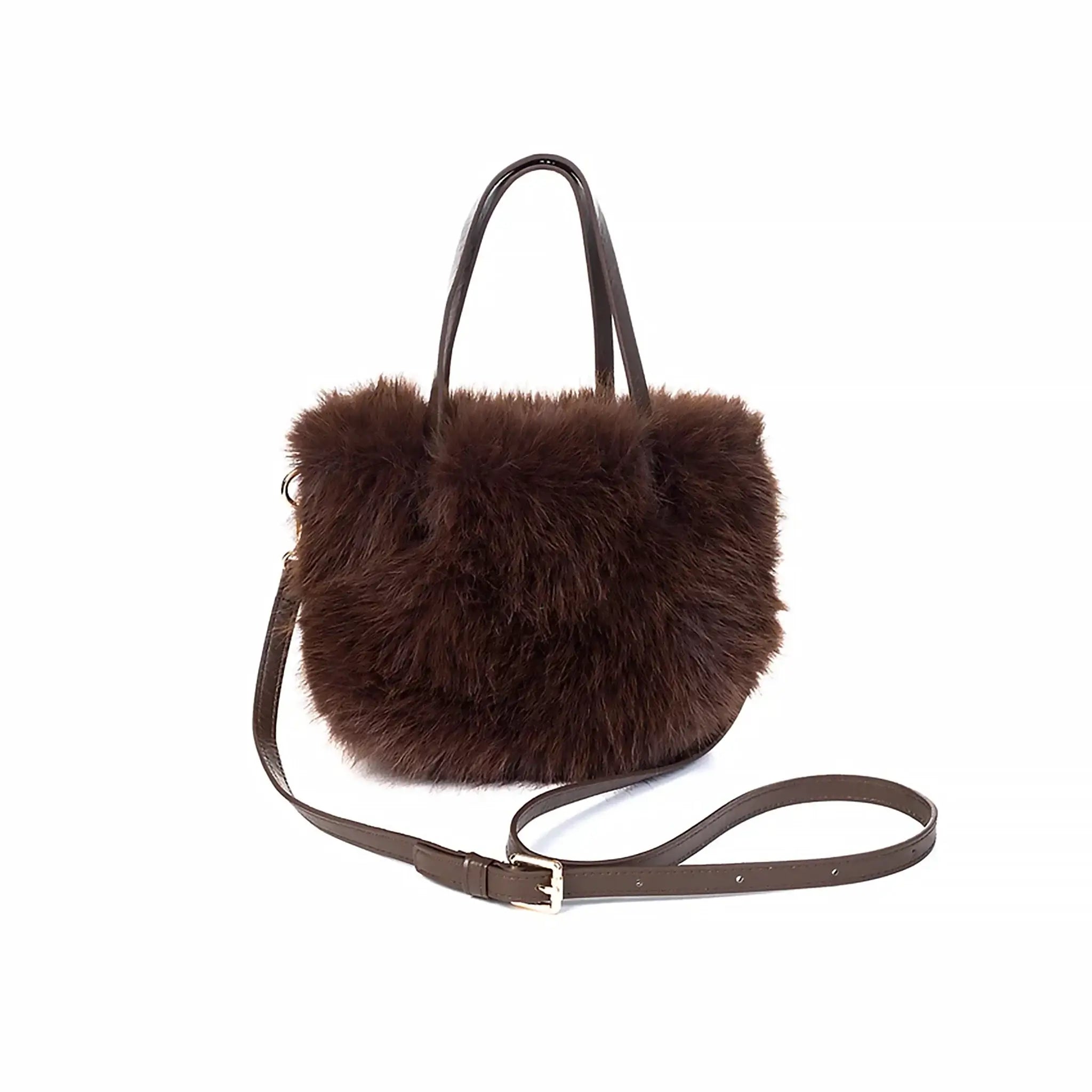 L'Appartement 【CARUS】FUR BAG ORCIANI | Venus Wolf Large eco-fur shoulder bag. color beige