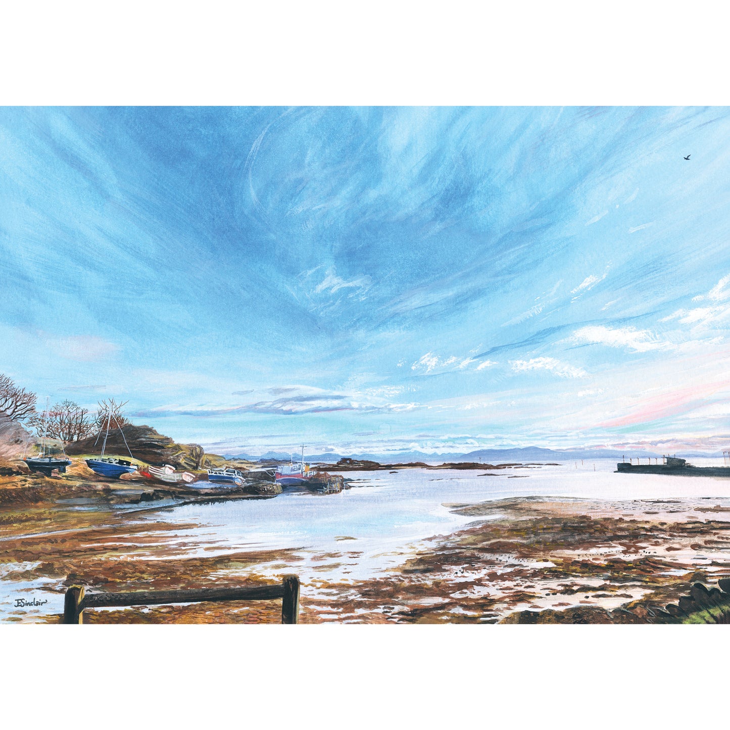 Painting of Galmisdale Bay on the Isle of Eigg in Scotland