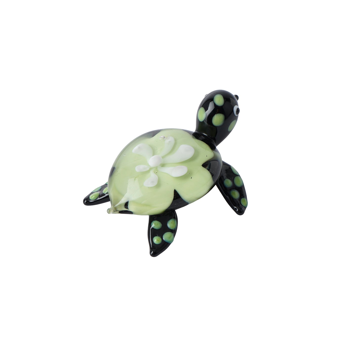 Glass turtle ornament with flower shell