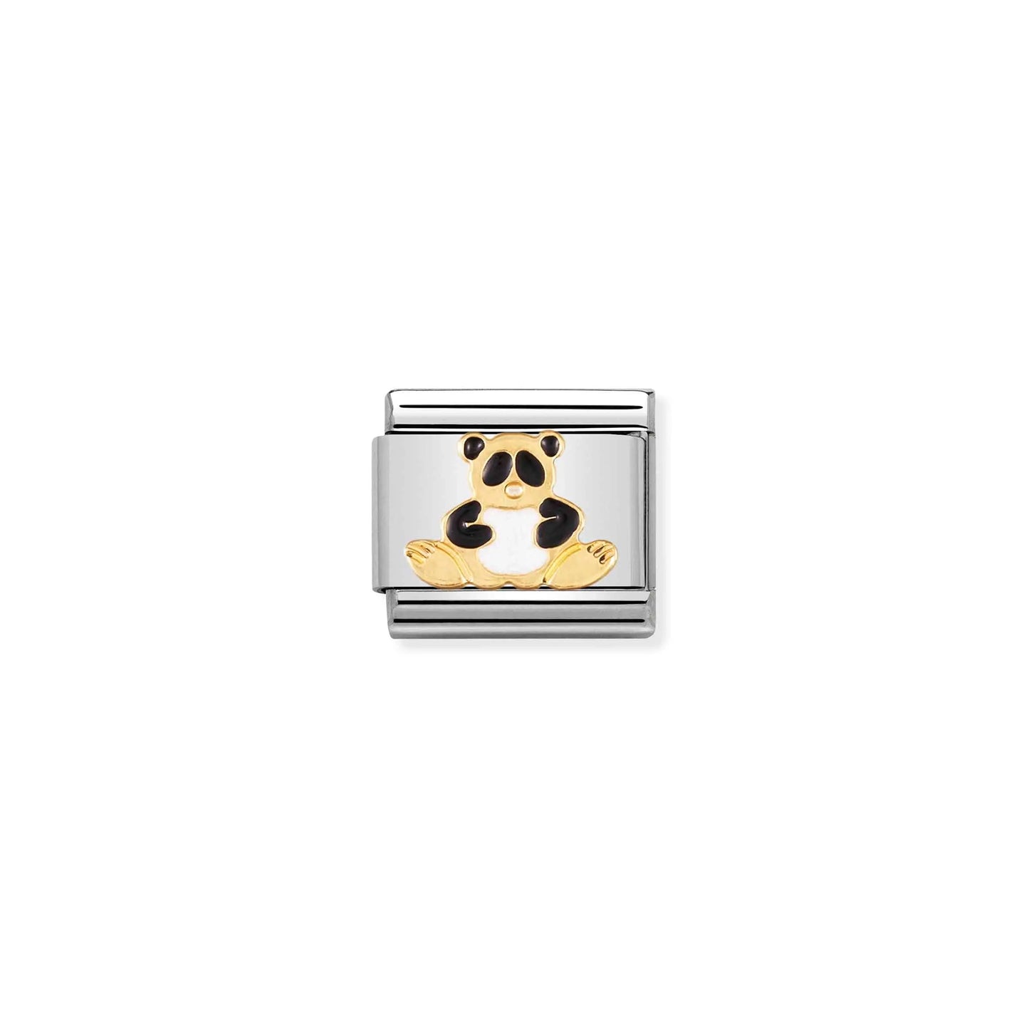 A Nomination charm link featuring a panda bear with black and white enamel