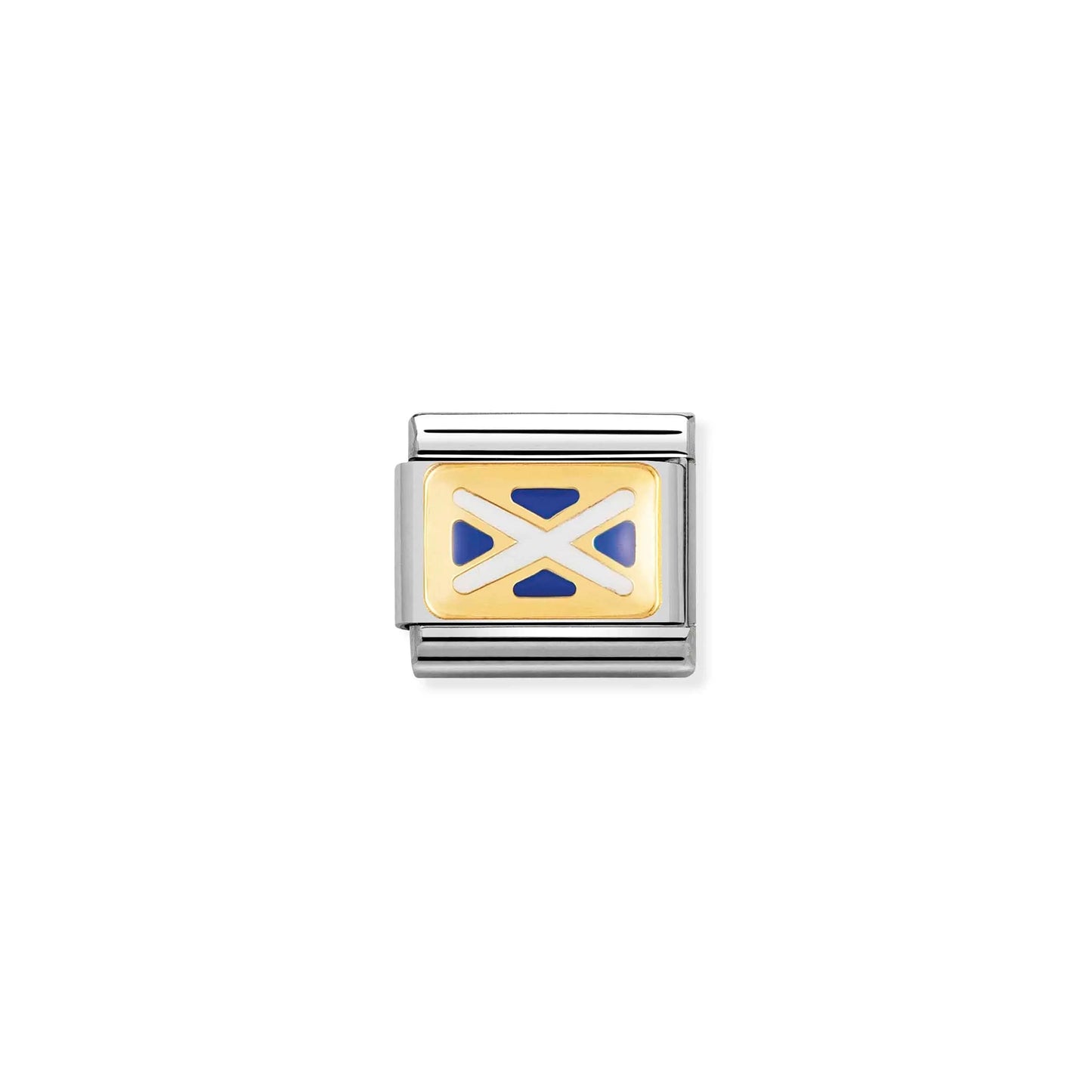 Nomination charm link featuring a gold plaque with the Scottish flag in coloured enamel