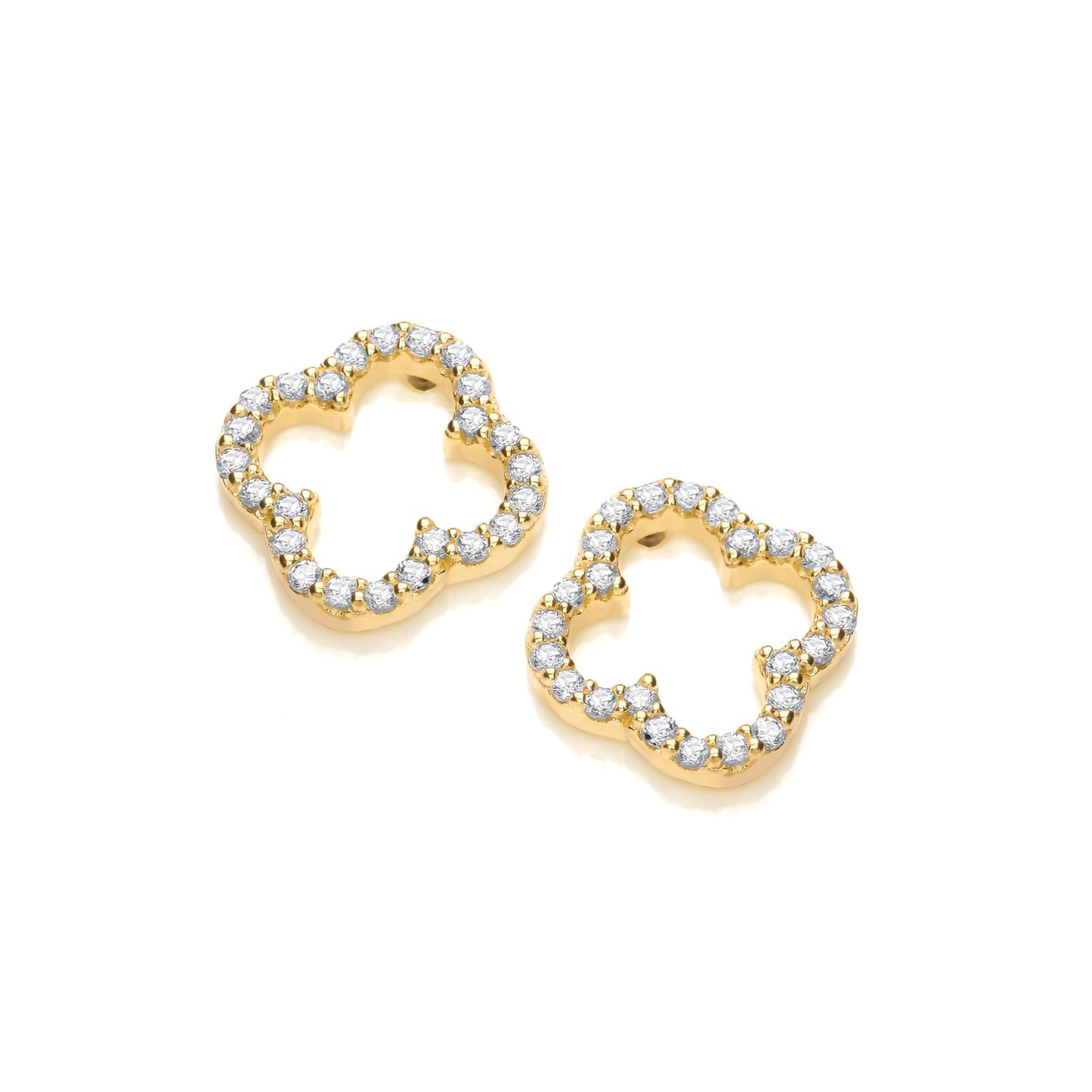 Open Clover Gold & CZ | Studs