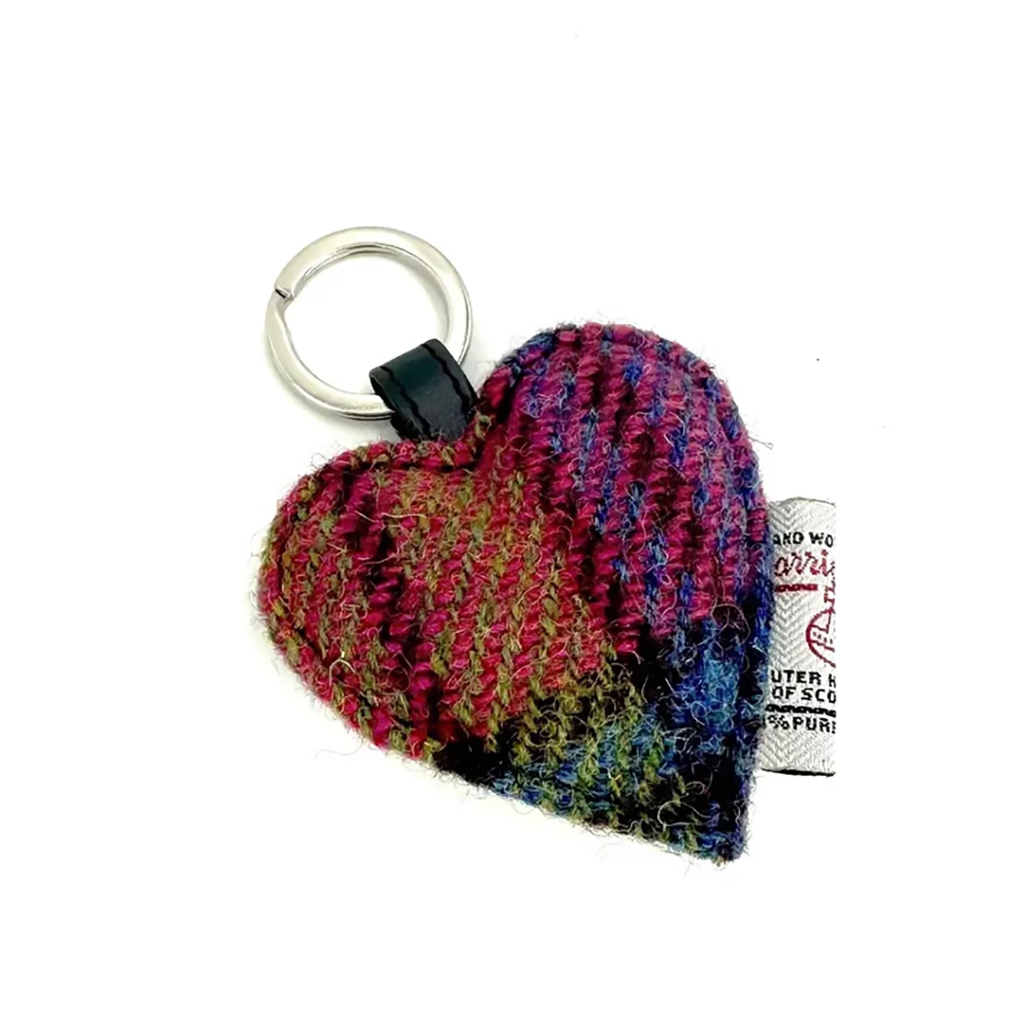 Harris Tweed Heart Keyring | Blue & Pink Check
