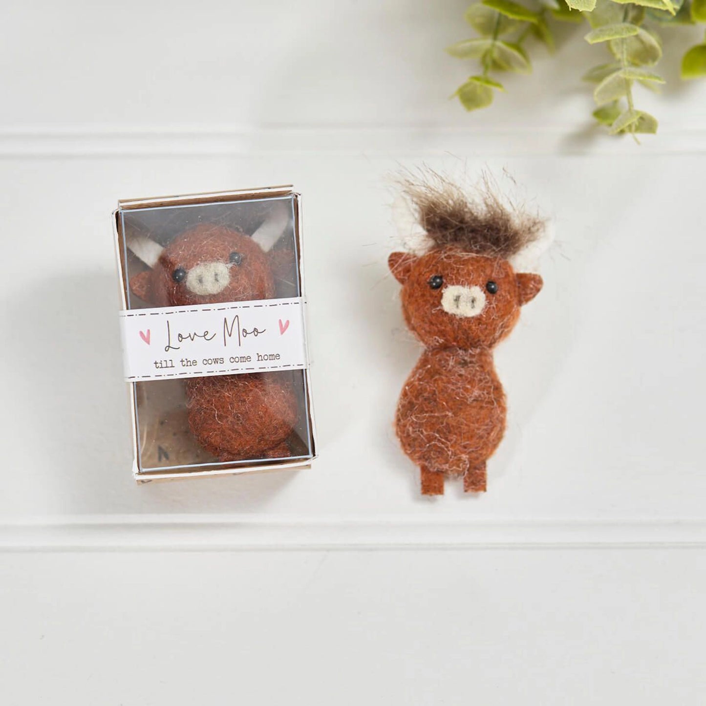 Felted brown Highland cow keepsake