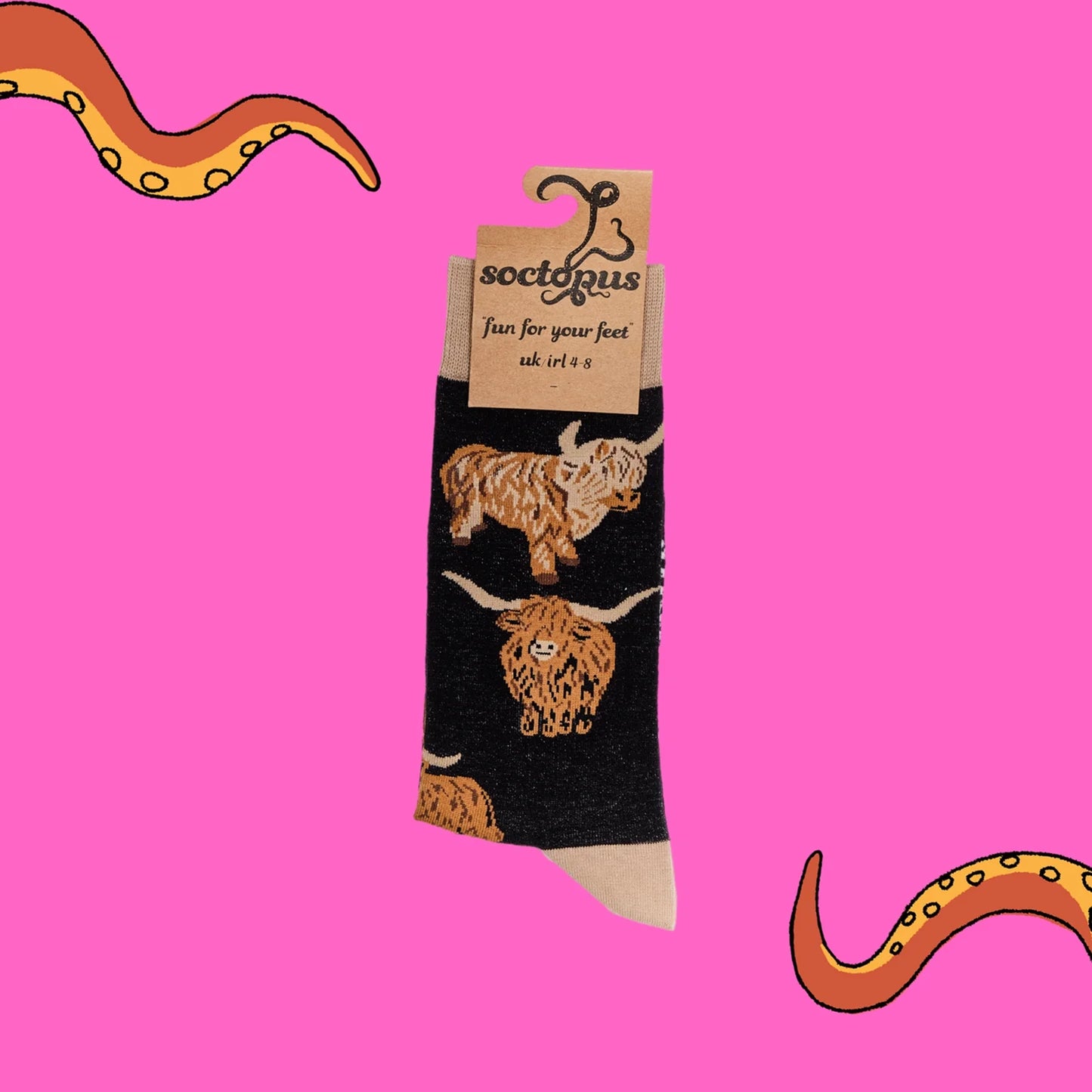 Black Highland Cow designs socks