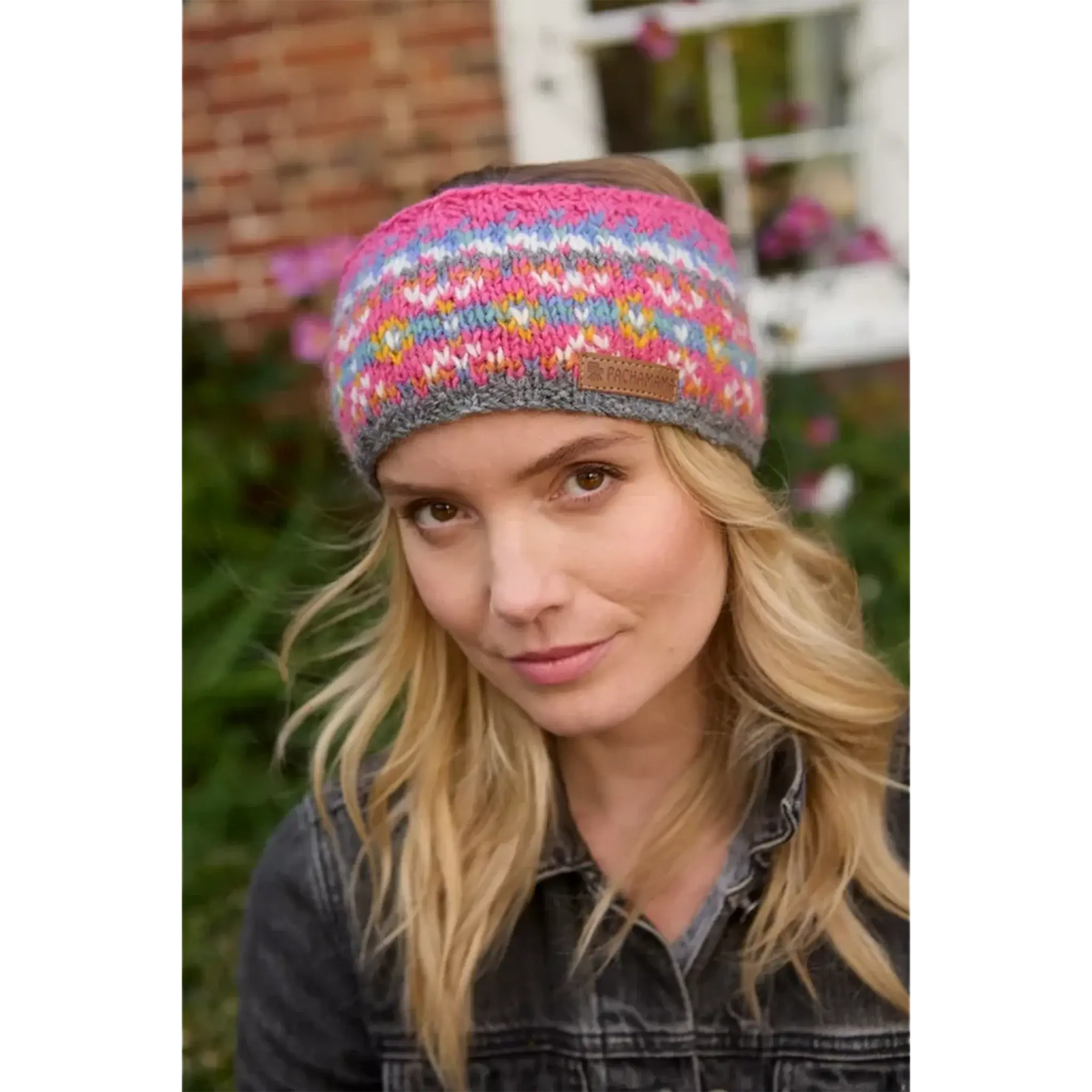 Rainbow and grey striped headband with little chevron hearts