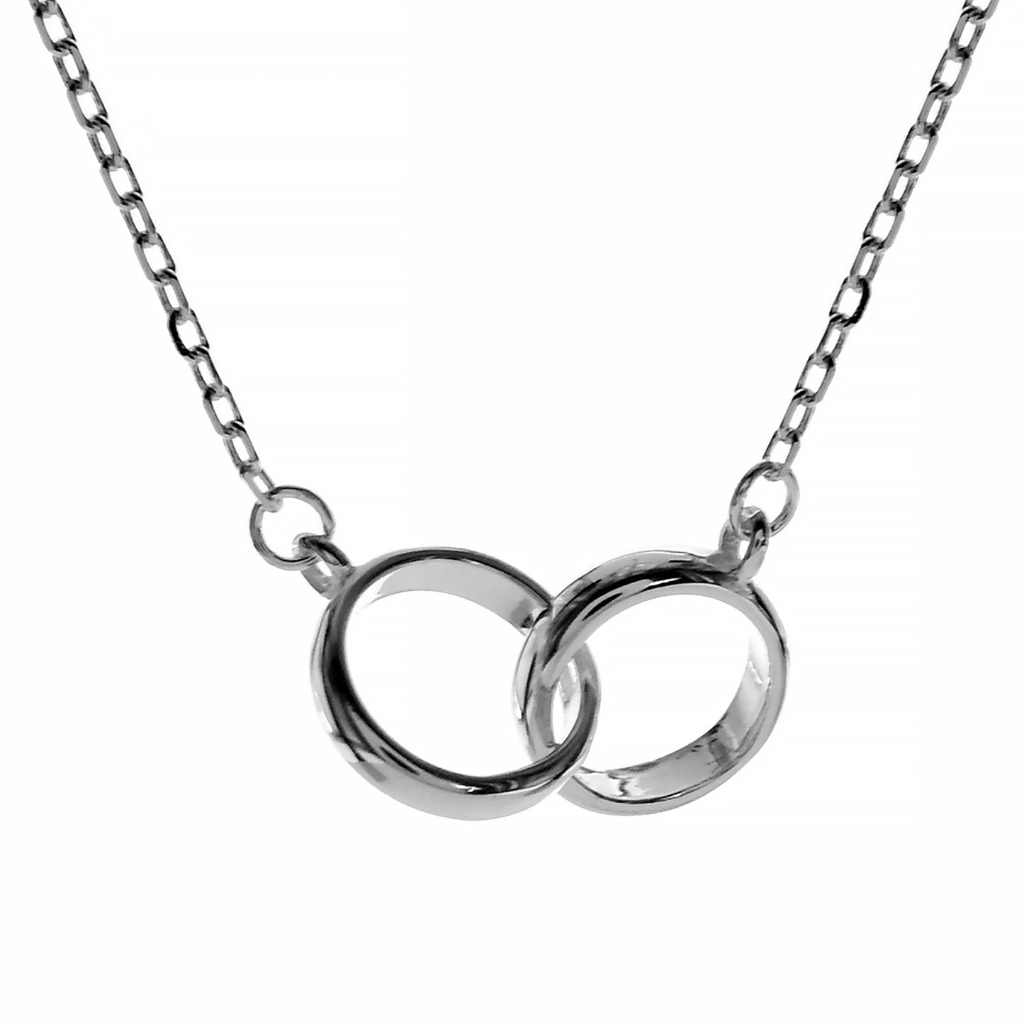 Necklace with two chunky silver interlocking circles