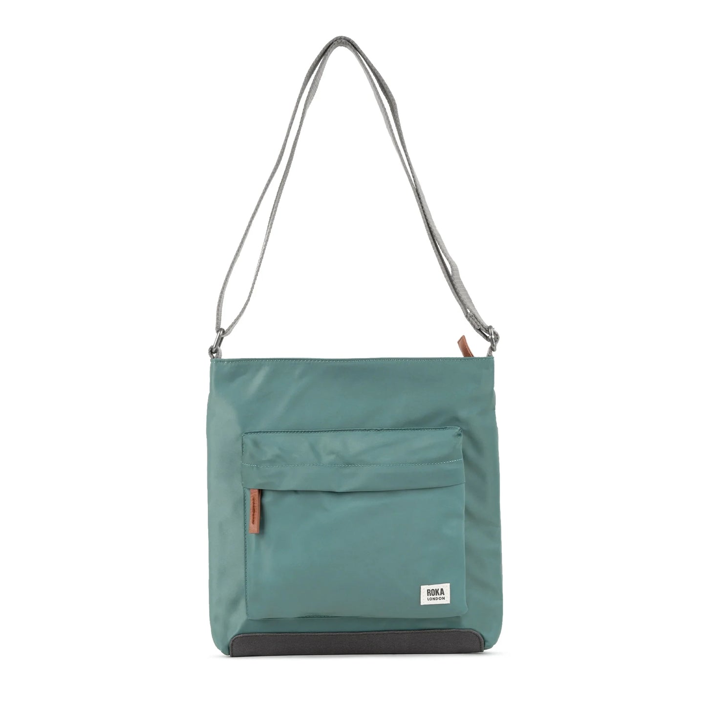 Sage green Nylon crossbody bag with grey cotton strap