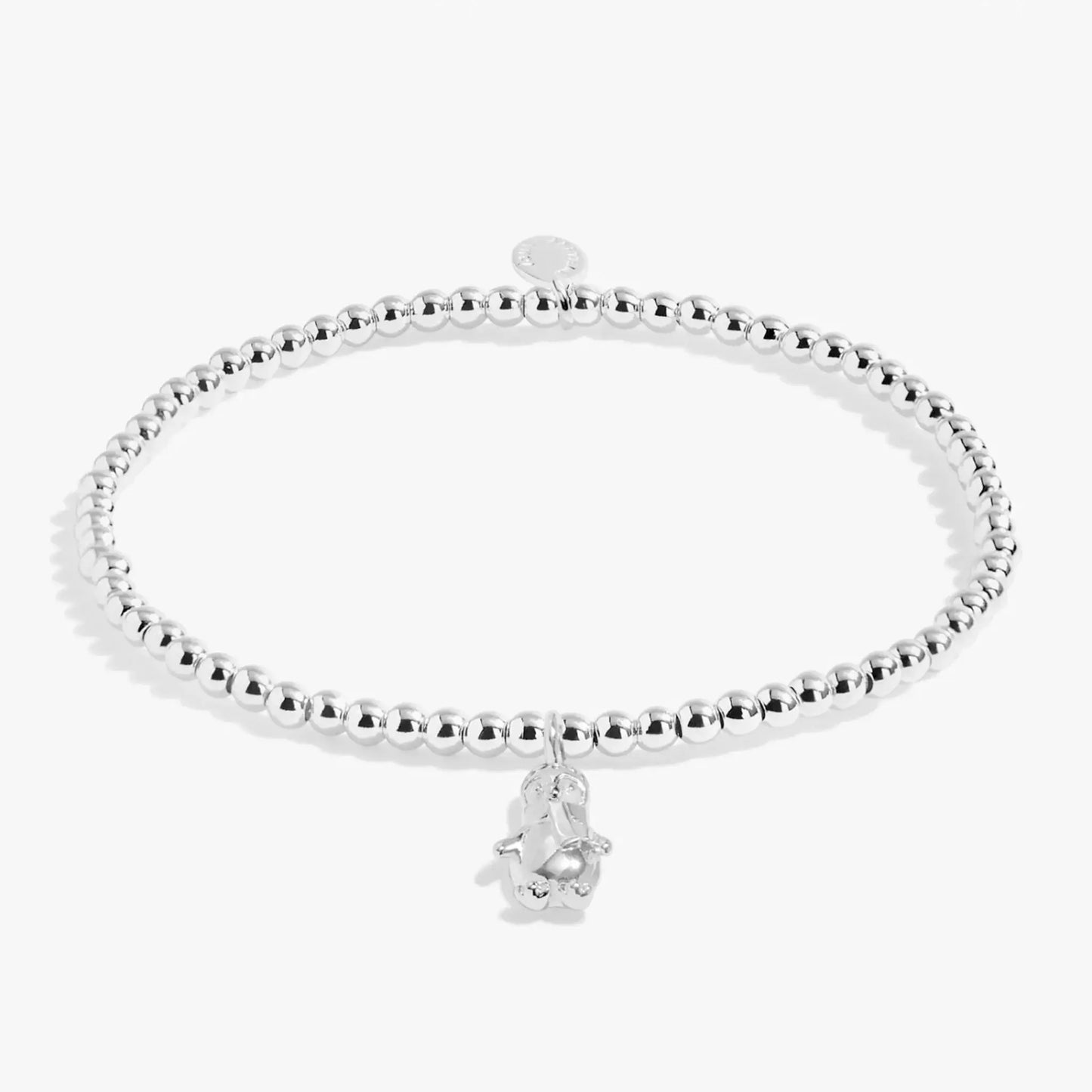 Kids silver beaded bracelet with penguin charm