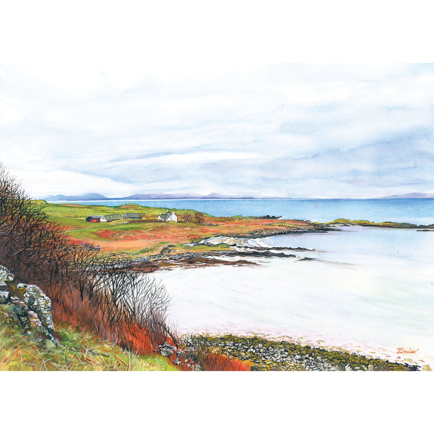 Painting of Kildonan Farm on the Isle of Eigg in Scotland