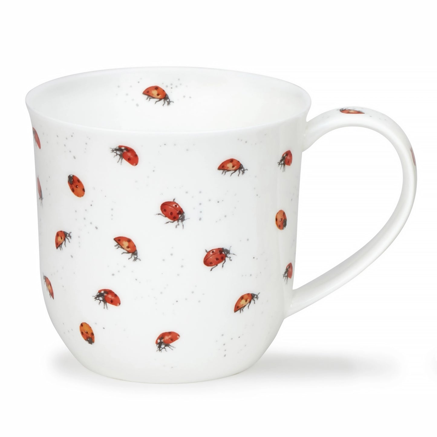 White mug with tiny ladybird pattern