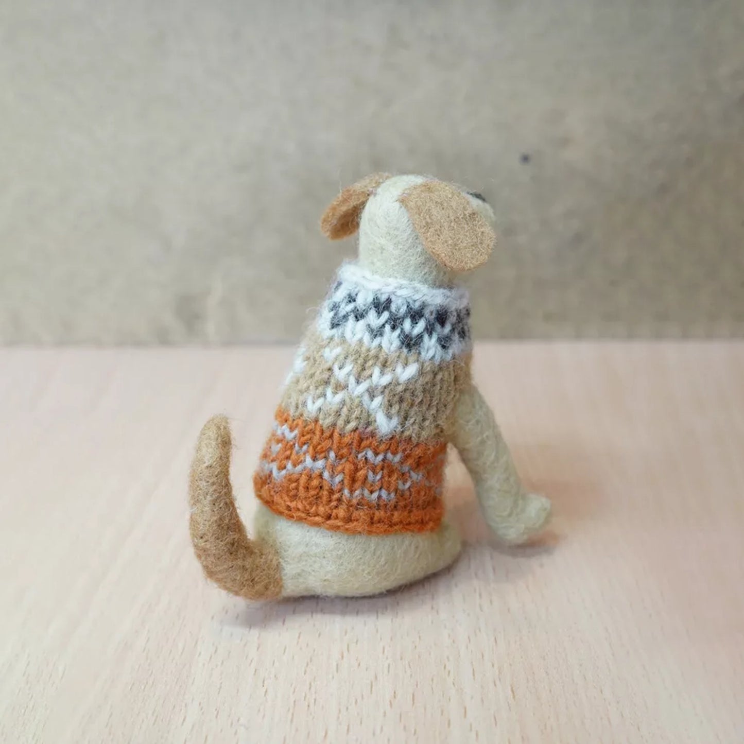 Felted Labrador dog in fair isle jumper back