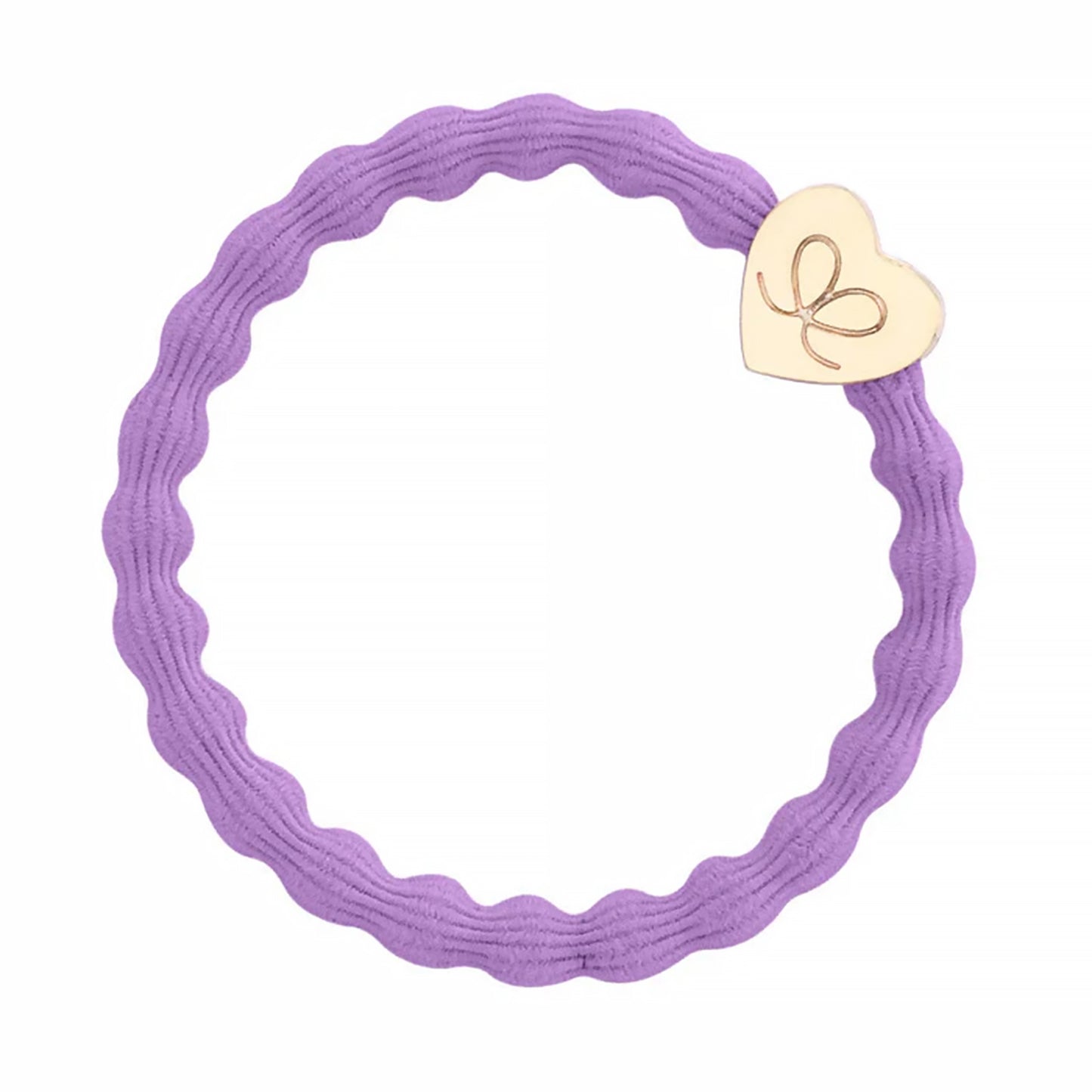 Elastic bubble hair band in lilac with gold heart charm