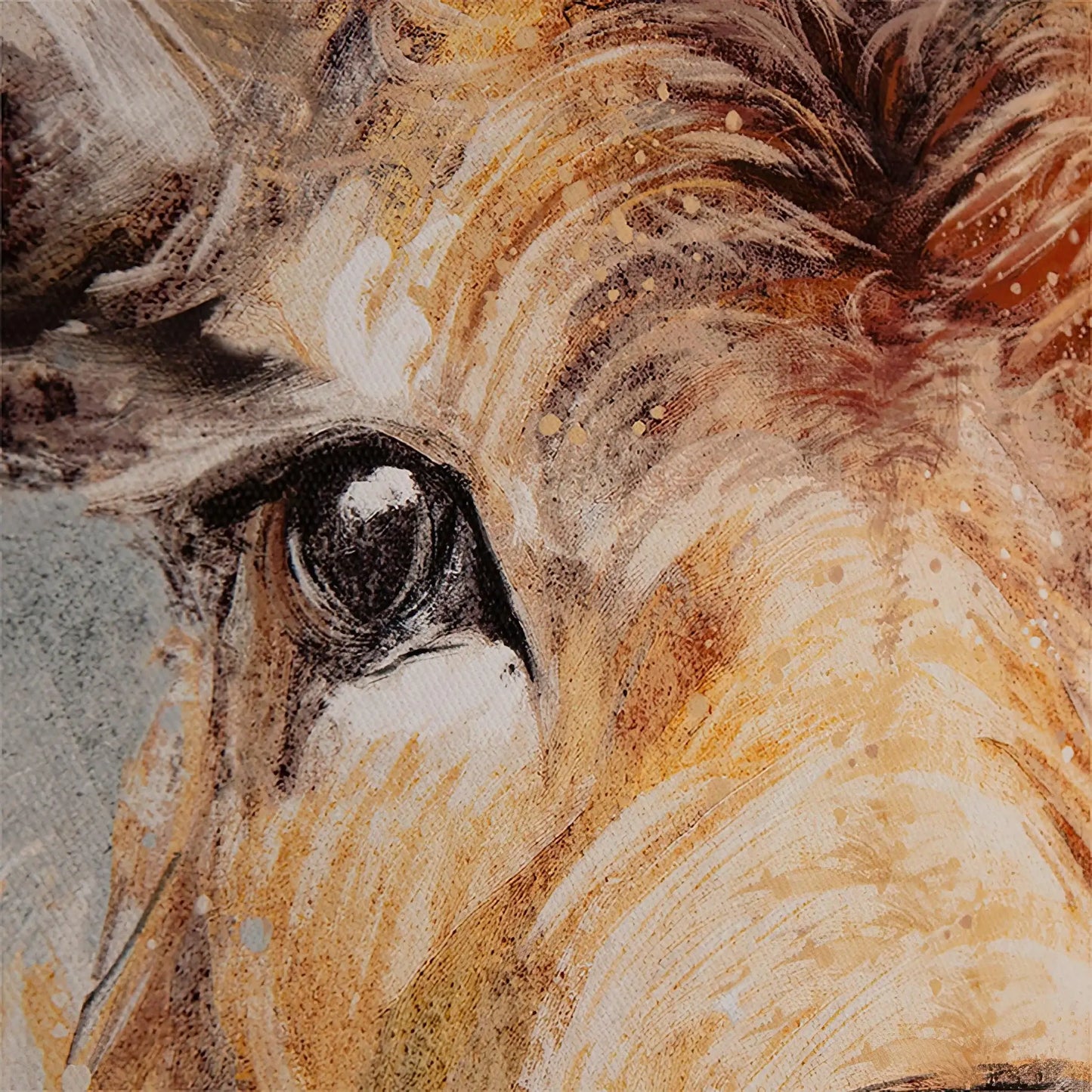 Framed print of a stag by artist Charlotte Oakley detail