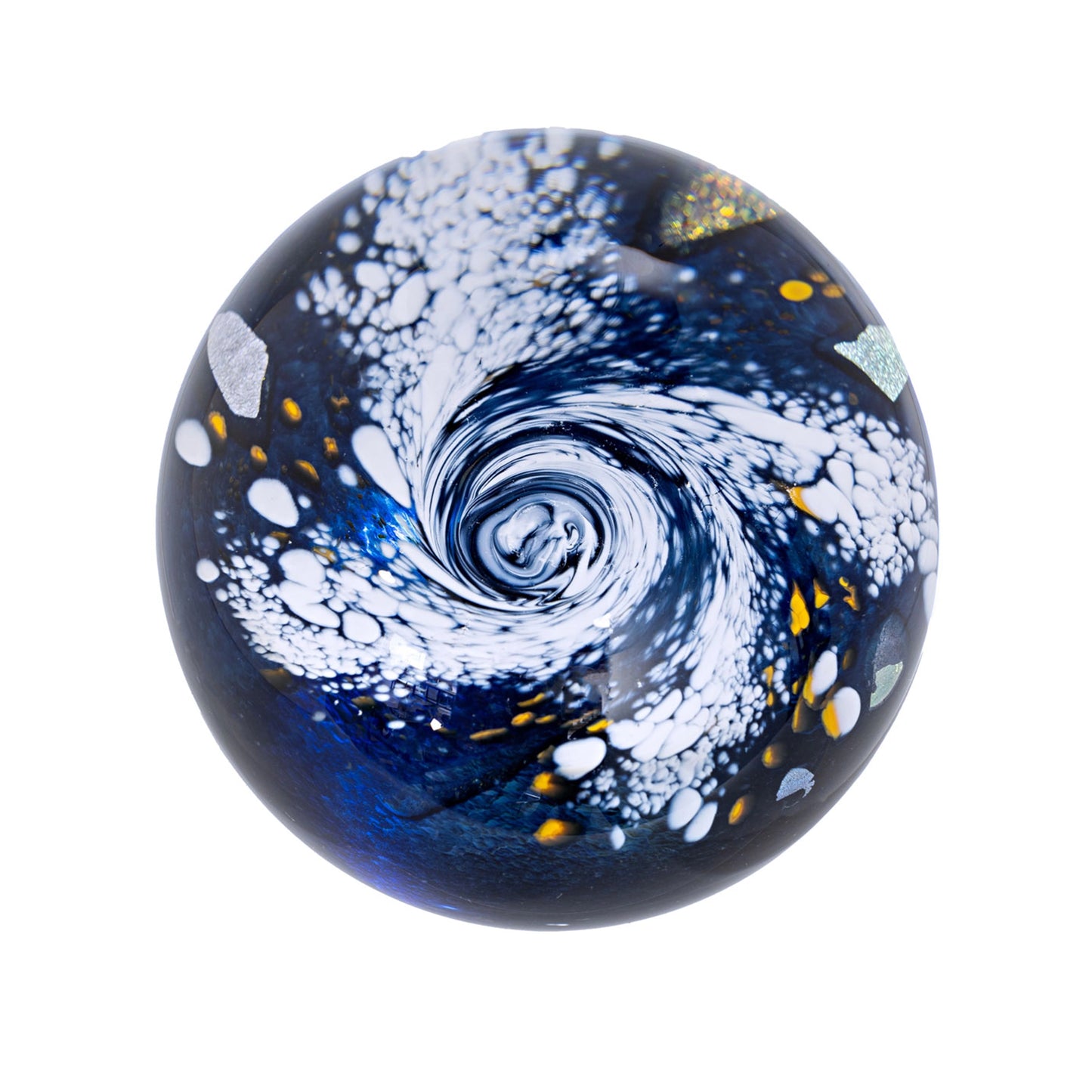 Glass paperweight with swirling milky way galaxy design