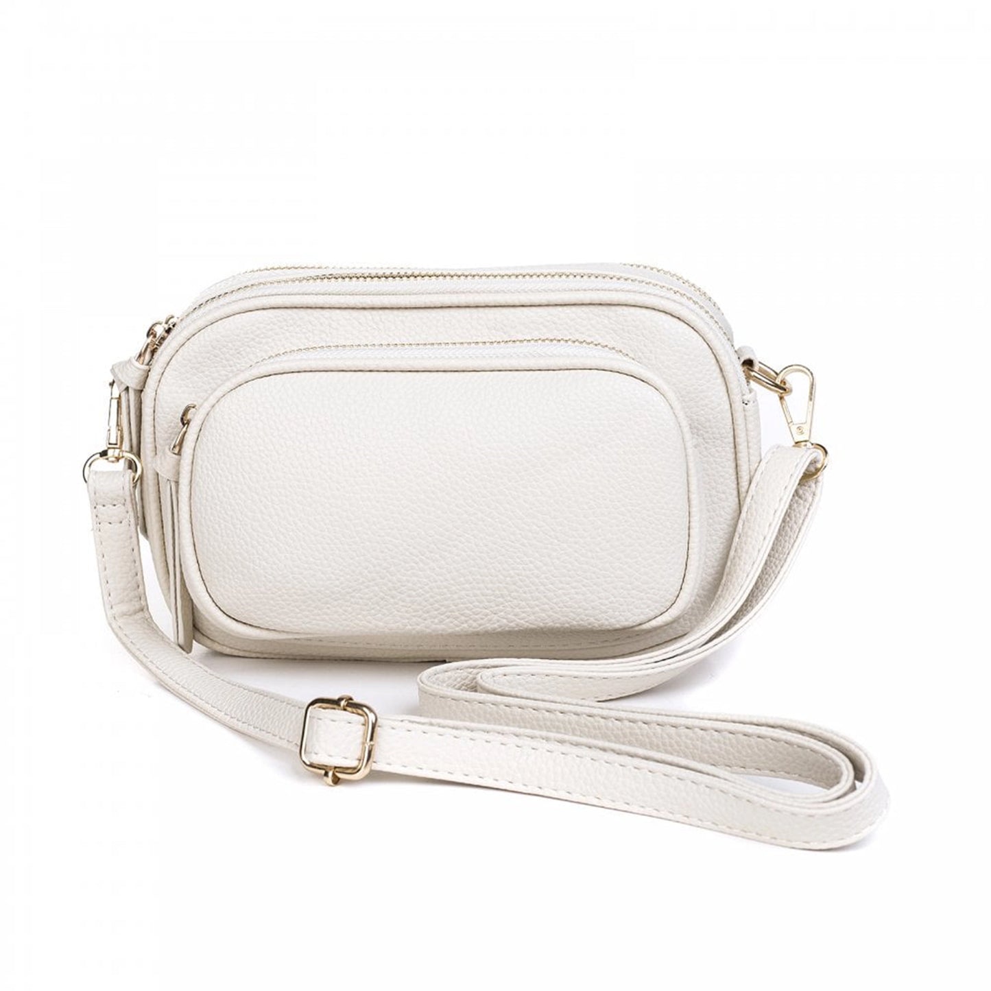 Vegan Leather Double Zip Camera Bag | Stone