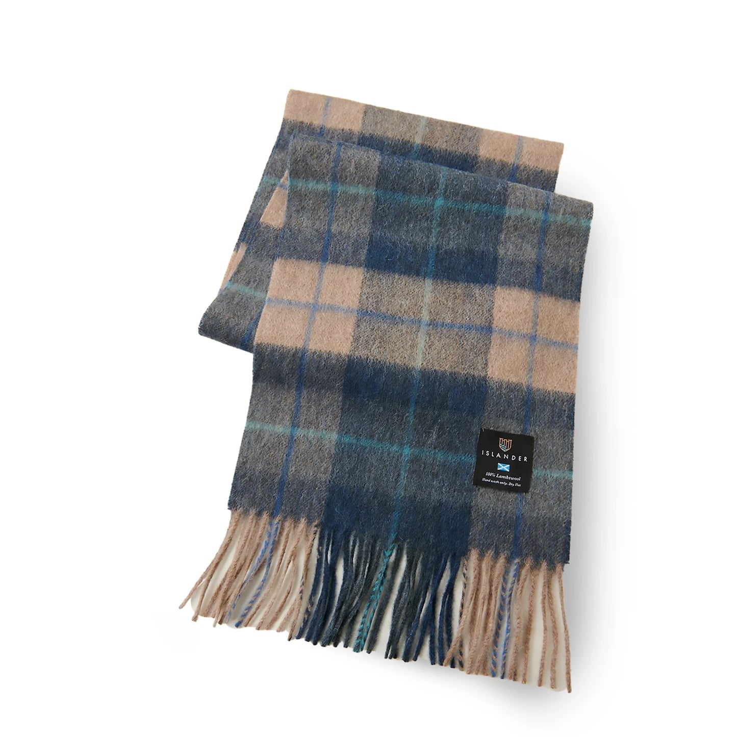 Tartan Lambswool Scarf | Navy & Beige