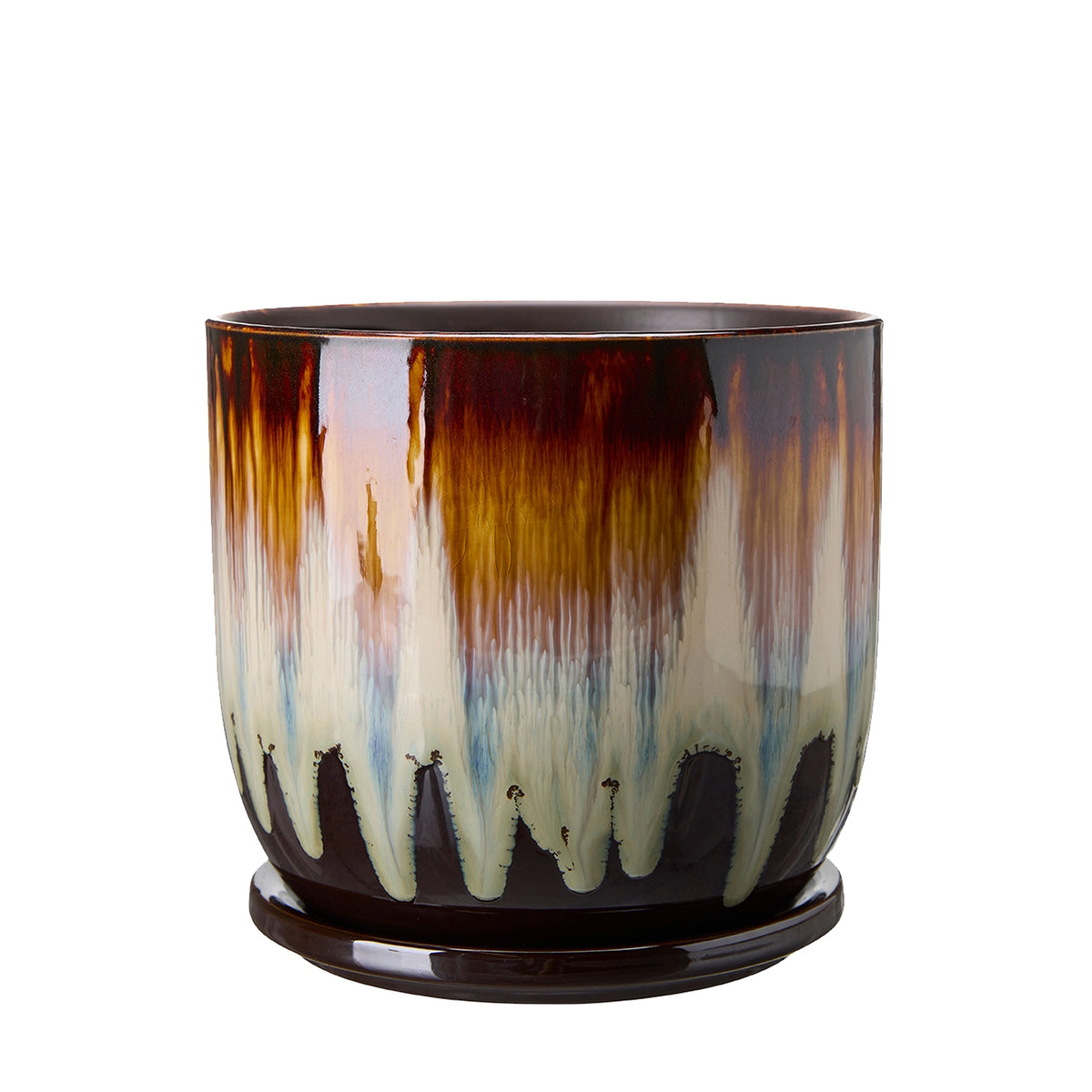 Nima Brown Melange | Large Plant Pot & Saucer