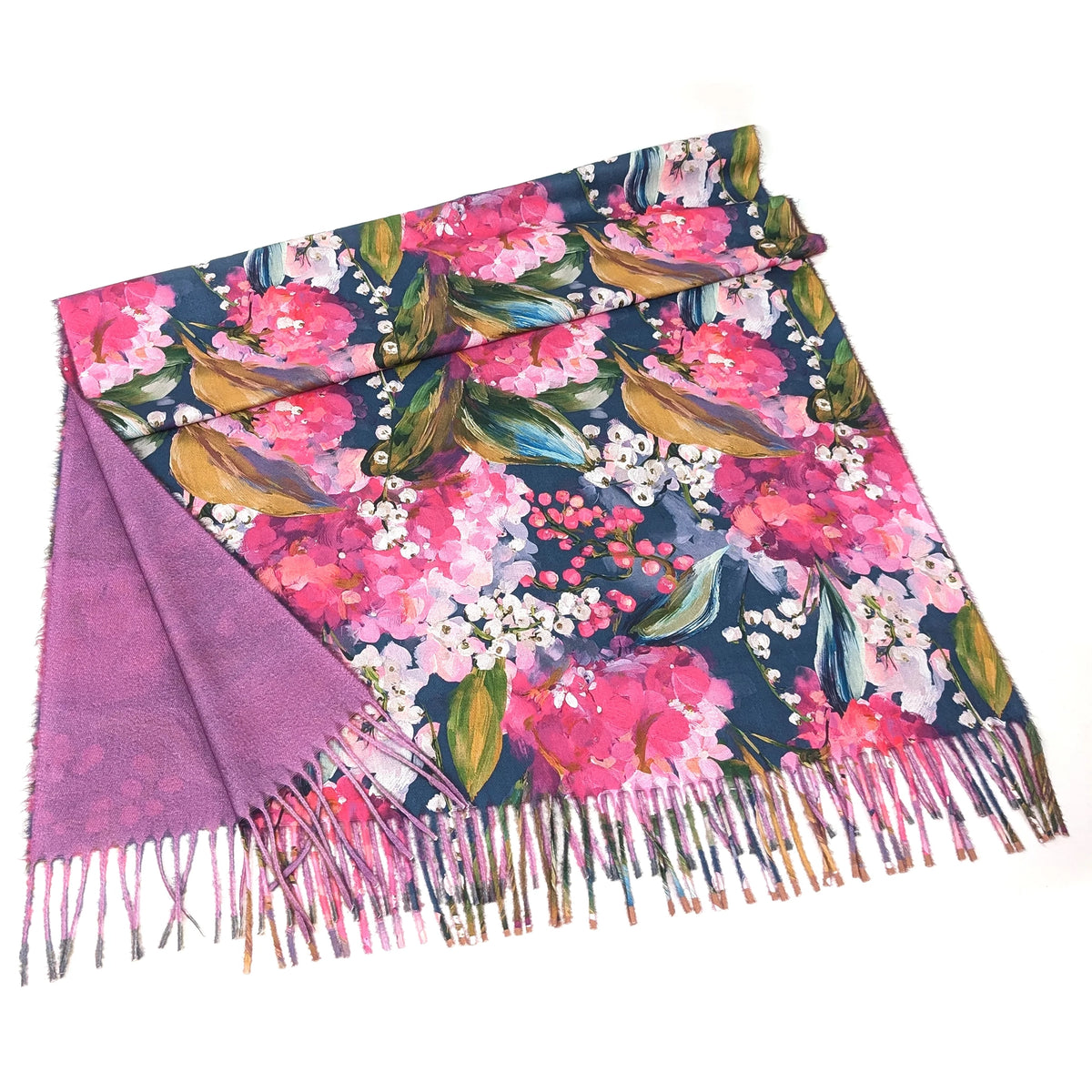 Pashmina Style Scarf | Hydrangea Oil Painting