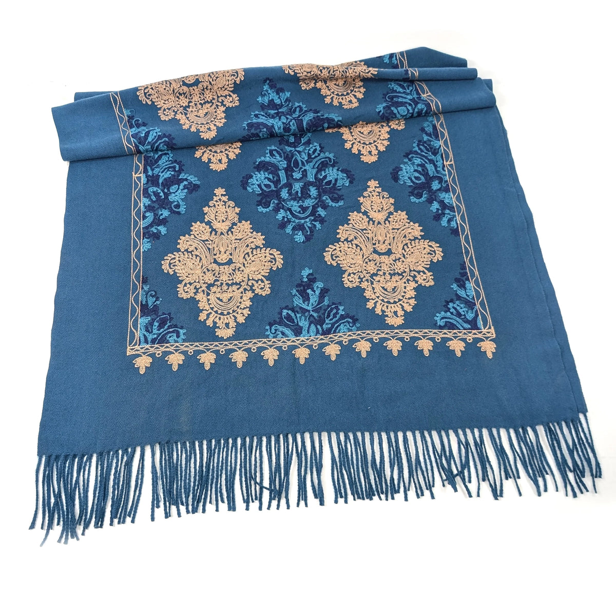 Pashmina Style Scarf | Teal Actoz Embroidery