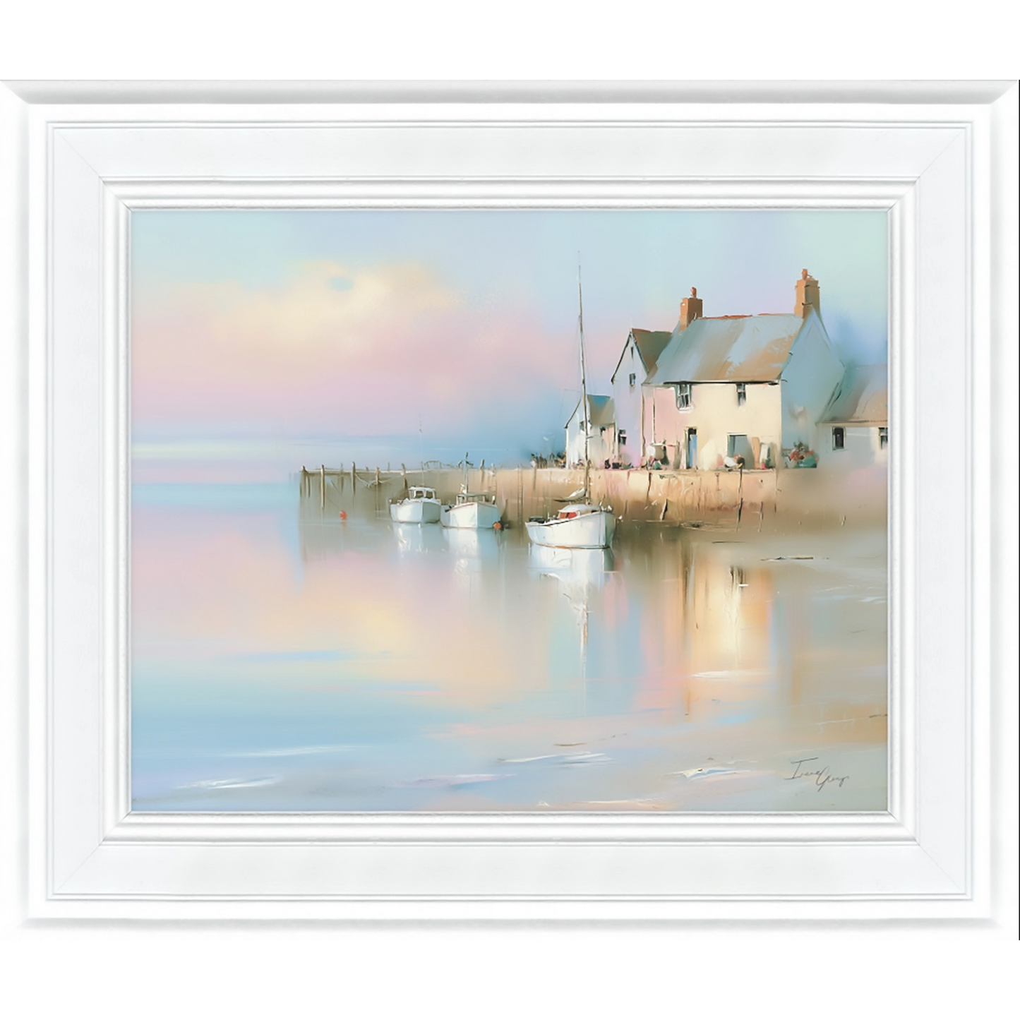 Pastel Cottage | Framed Print by Irene Glenys